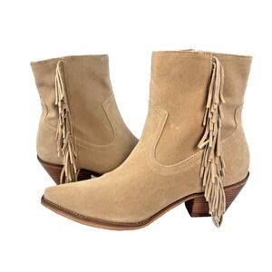 Coconut Matisse Jane 8 M Boot Ankle Fringe Buff Nude Suede Cowgirl Western Rodeo